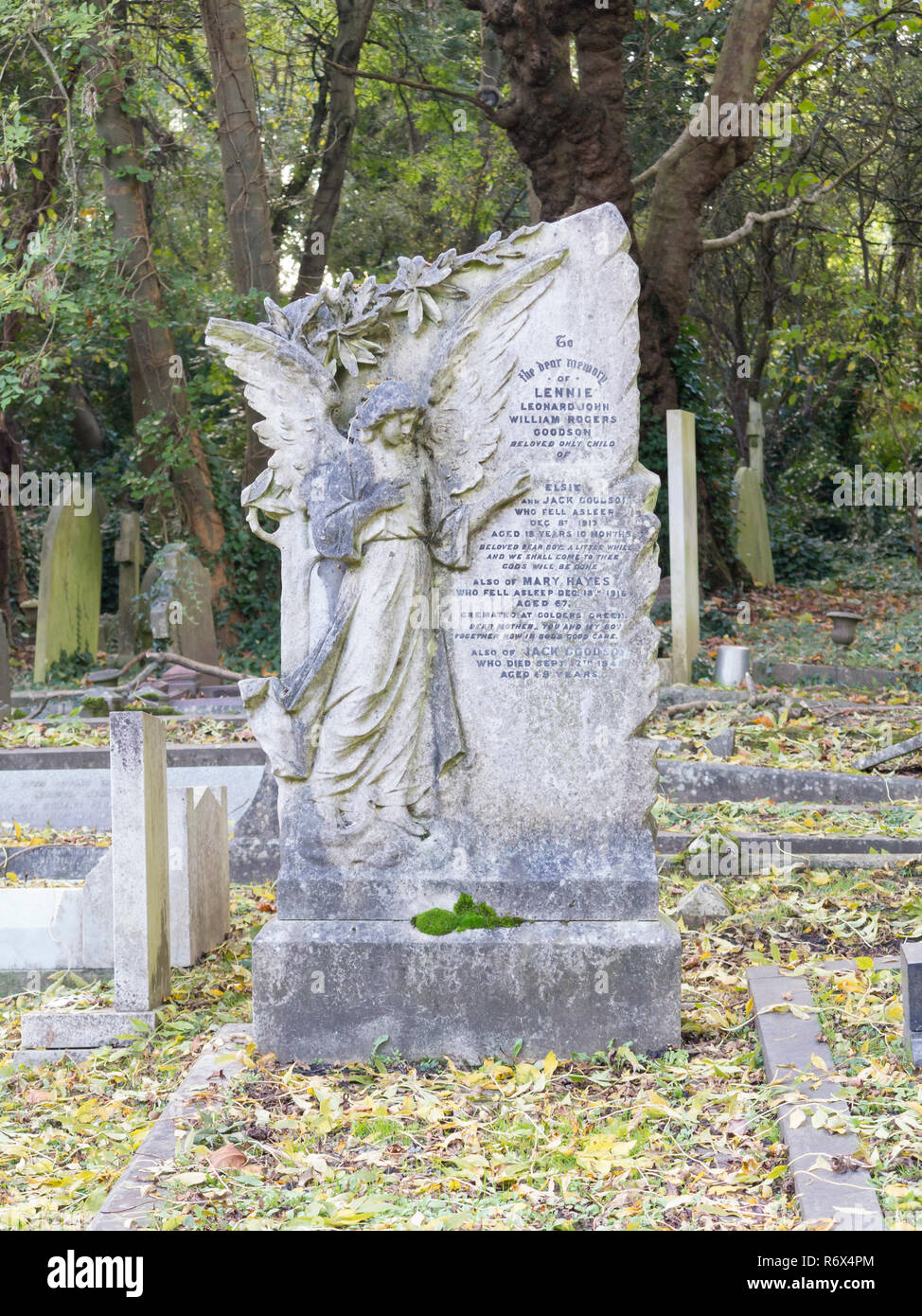 Old tombstones at Highgate cemetery, London, England Stock Photo