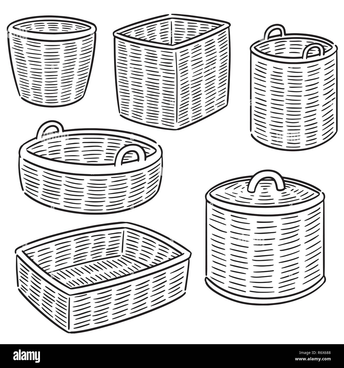 vector set of wicker basket Stock Vector Image & Art - Alamy