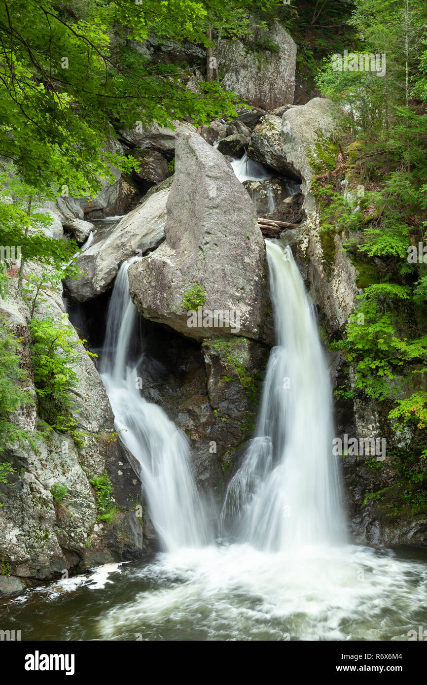 Bash Bish Brook tumbling over a series of rocks and cliffs at Bash Bish