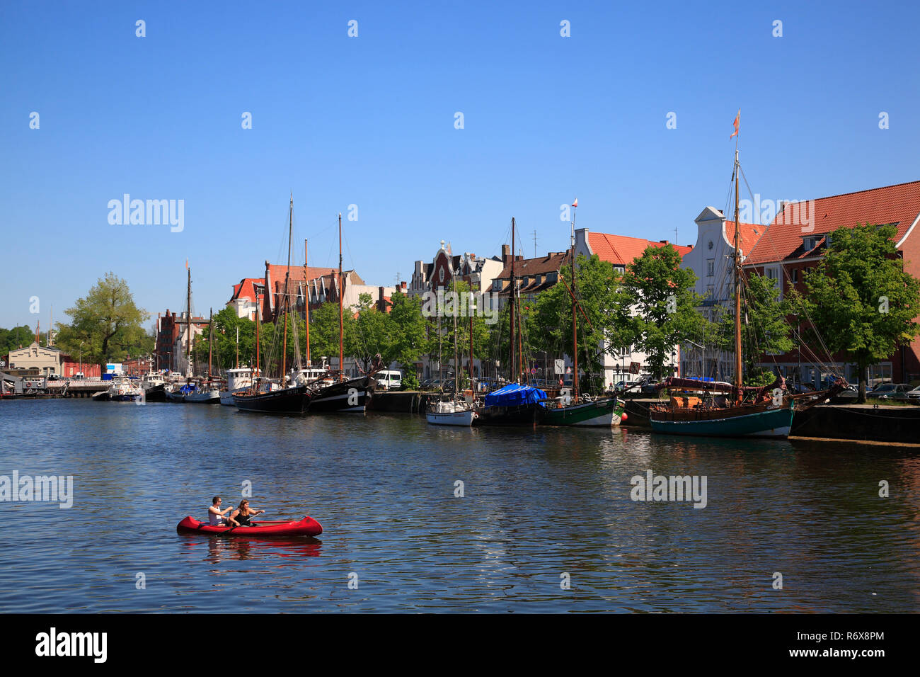 Museumshafen, museum harbor,  Untertrave, Lübeck, Luebeck, Schleswig-Holstein, Germany, Europe Stock Photo