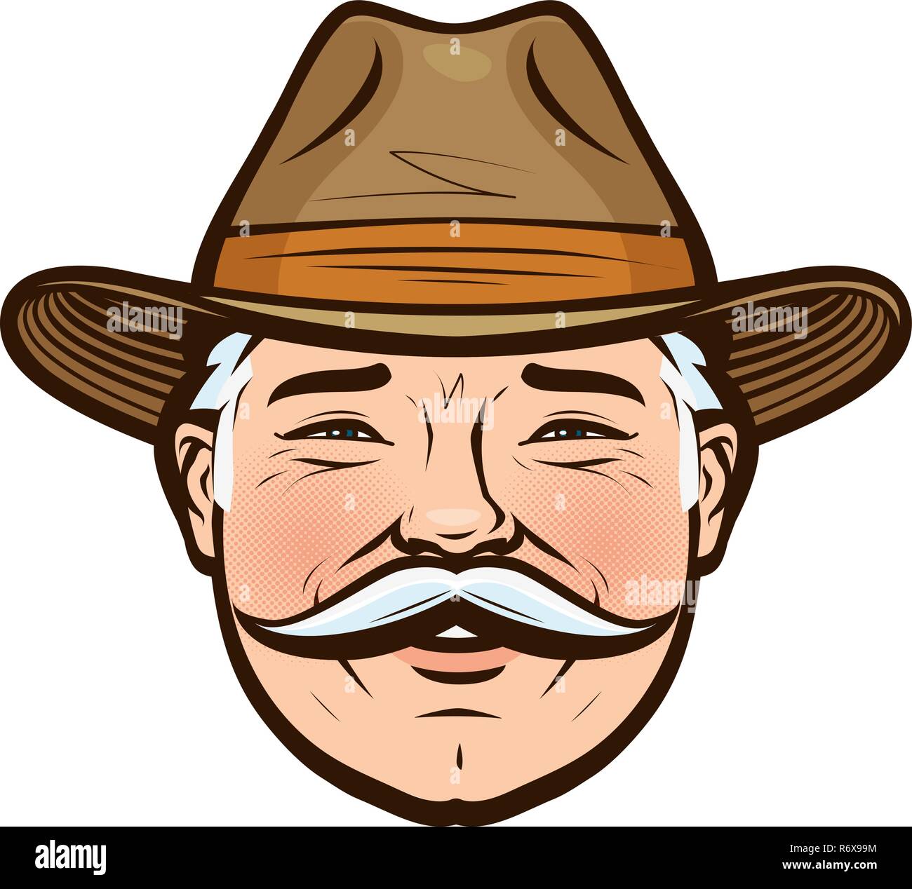 Portrait of a smiling farmer in a hat. Vector illustration Stock Vector