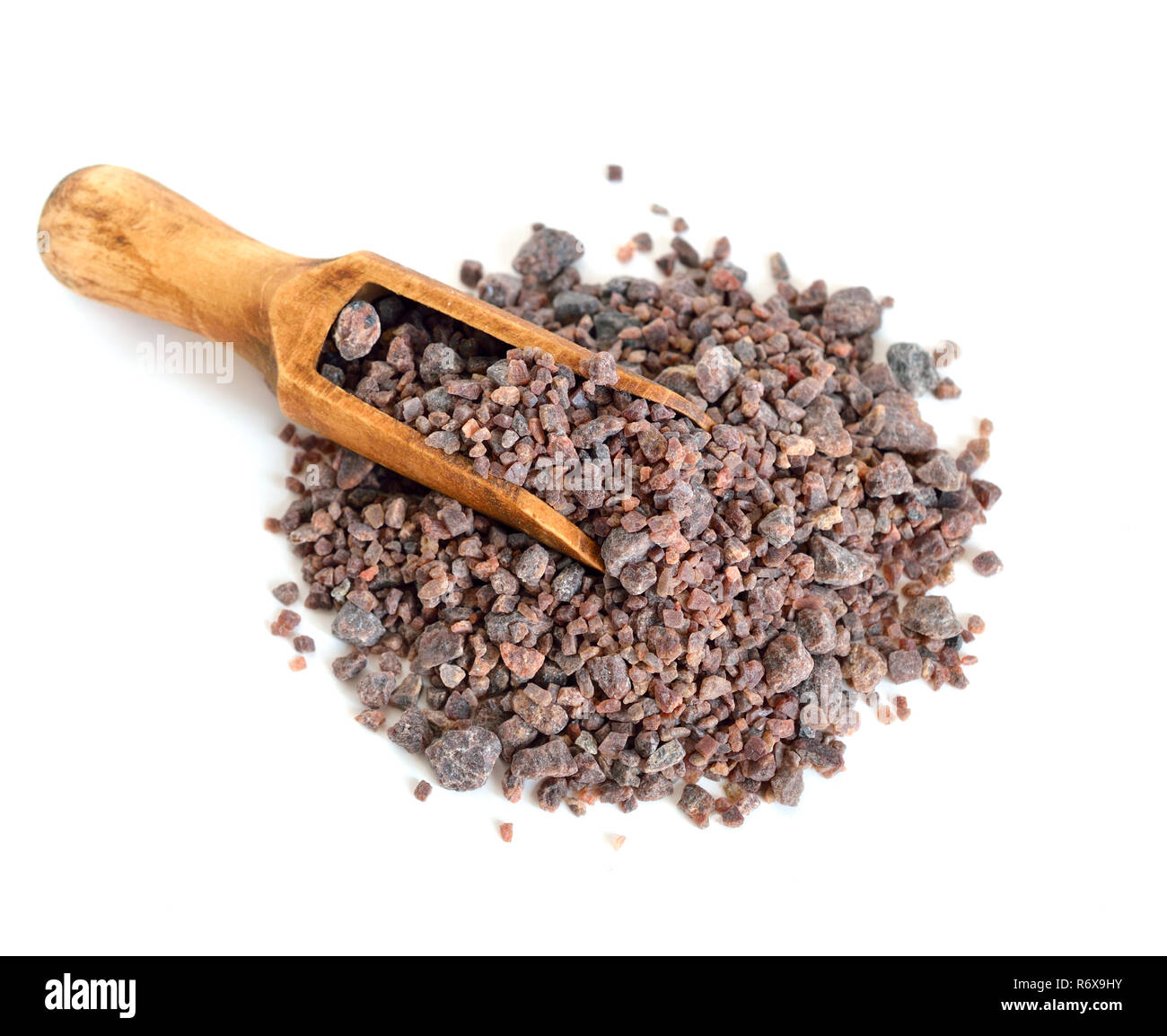 Indian Black salt Kala Namak. Isolated on white background Stock Photo