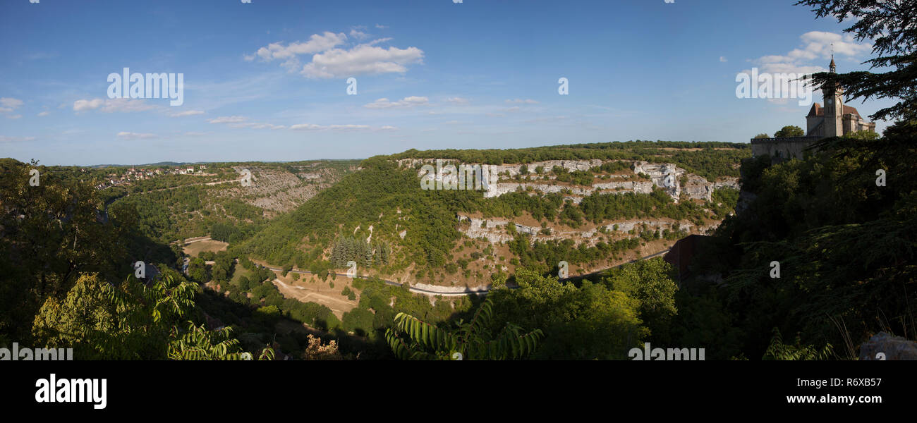 Panoramic of Rocamadour, Lot,  Midi-Pyrenees, France Stock Photo