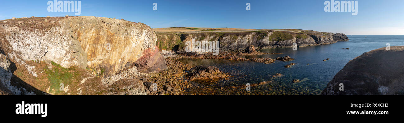 Rugged coastline at Rhoscolyn on Anglesey, North Wales Stock Photo