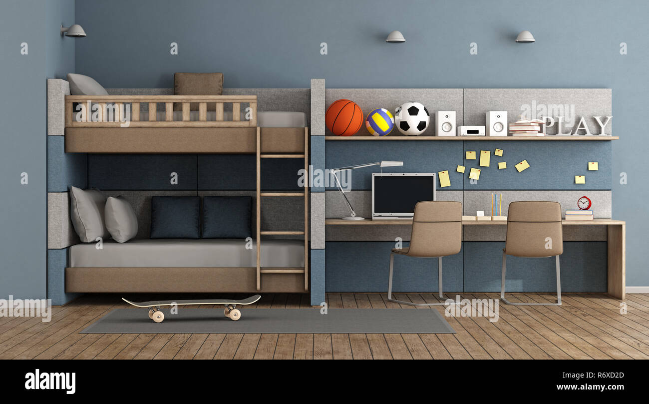 Teen room with bunk bed Stock Photo