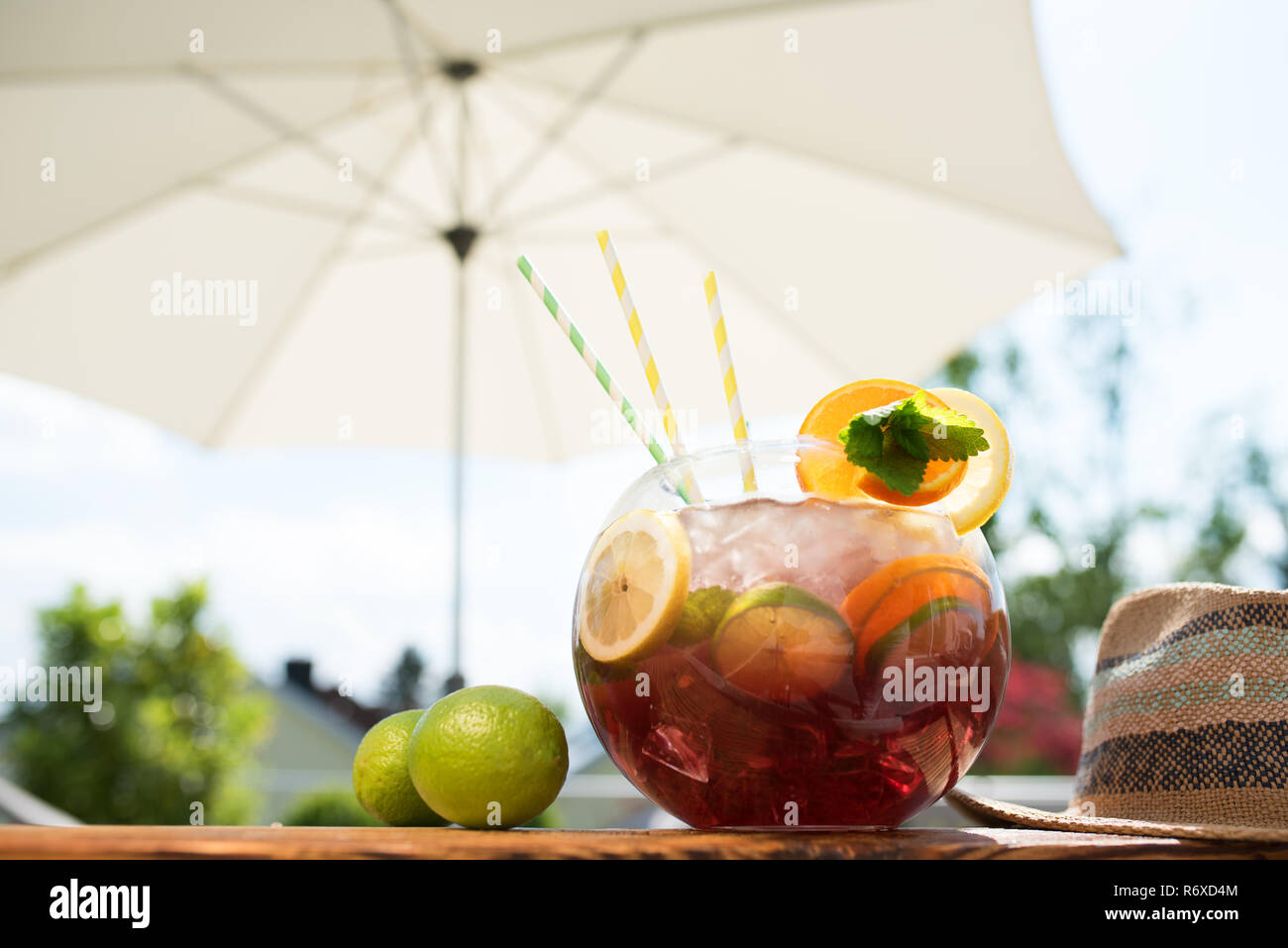 sangria punchbowl in summer Stock Photo Alamy
