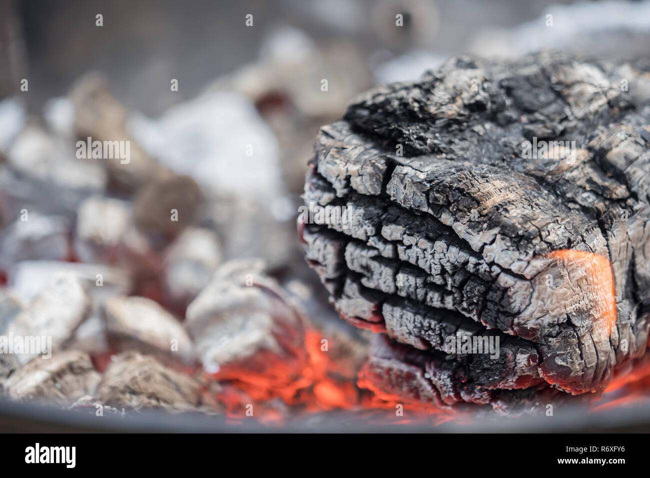 Hot charcoal burns in the grill with embers Stock Photo Alamy
