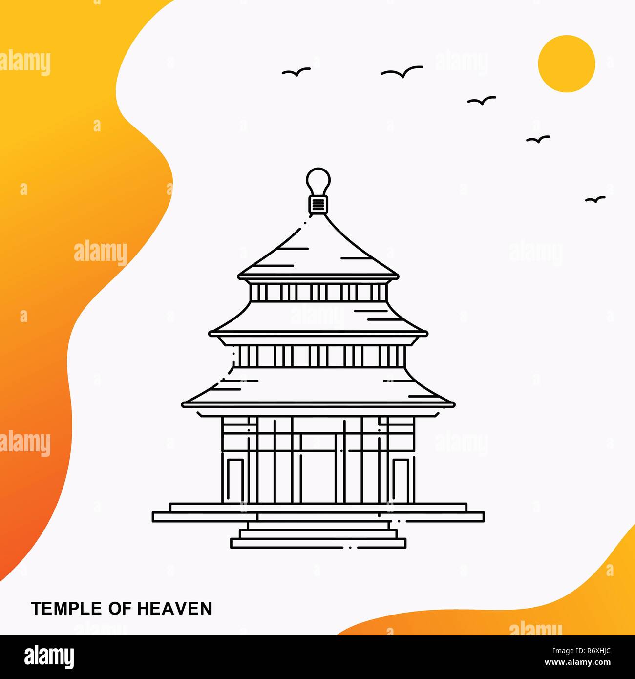 Travel TEMPLE OF HEAVEN Poster Template Stock Vector