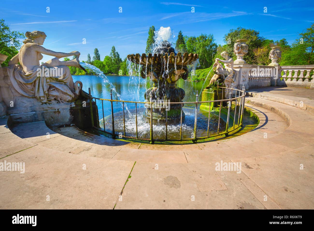 London, UK - May 14 2018: The Italian gardens created in 1860 in Kensington gardens area  believed to have been a gift from Prince Albert to his belov Stock Photo