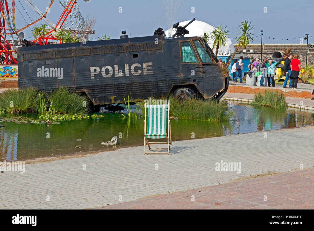 “Dismaland”, an art exhibition curated by Banksy at the Tropicana, a