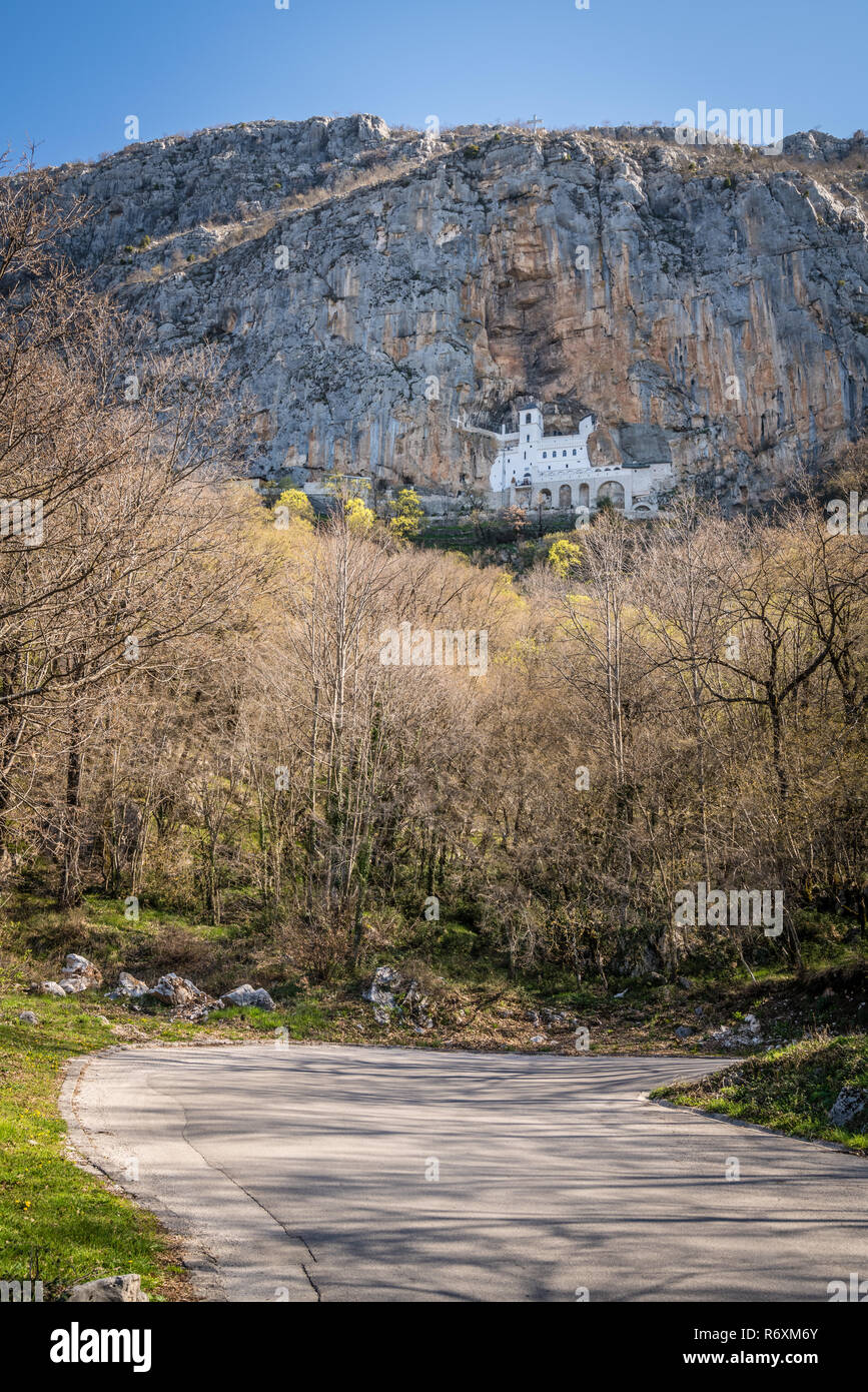 Mountain road leading to the famous Ostrog Orthodox monastery Stock ...