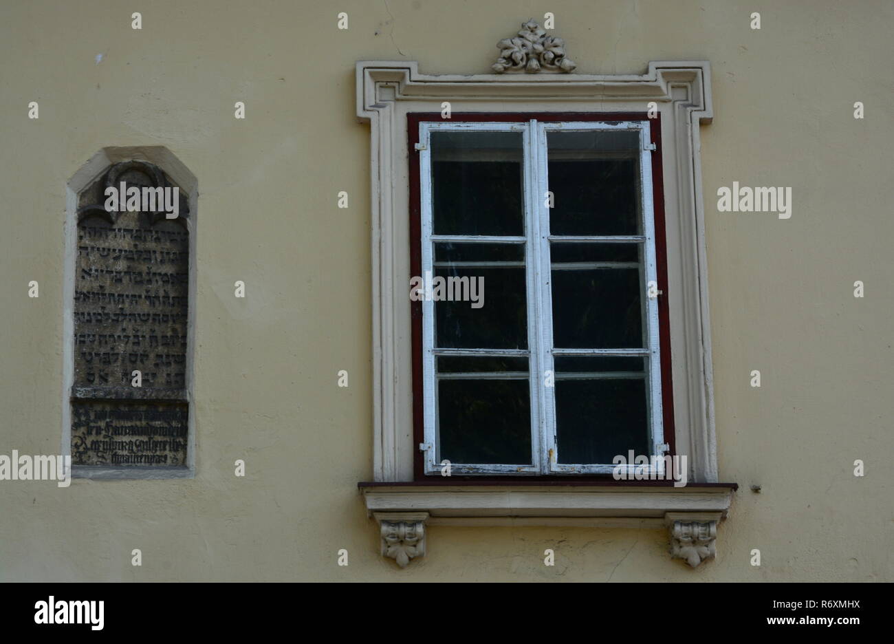 window at the former kepplerhaus in eferding Stock Photo