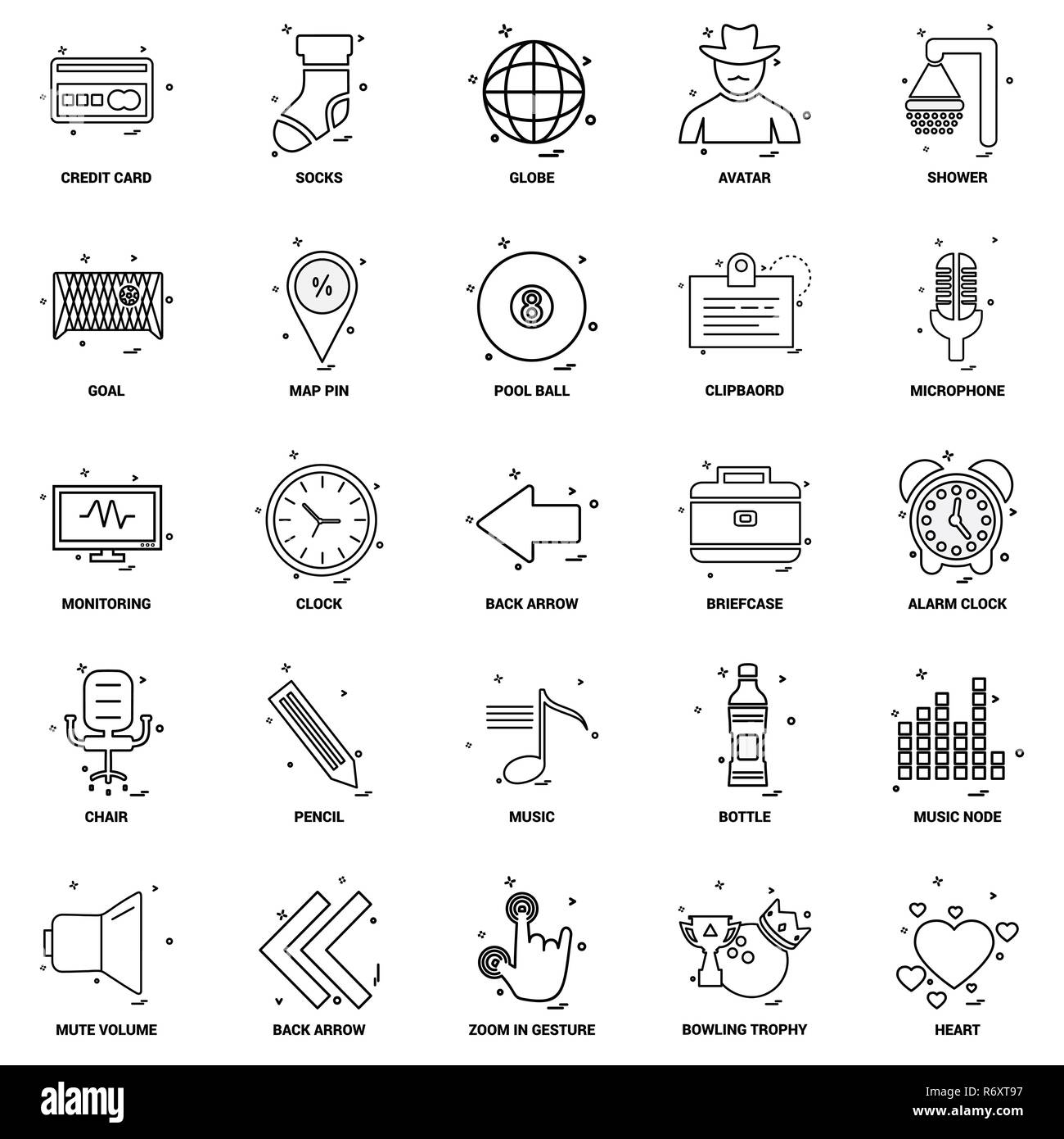 25 Business Concept Mix Line Icon set Stock Vector