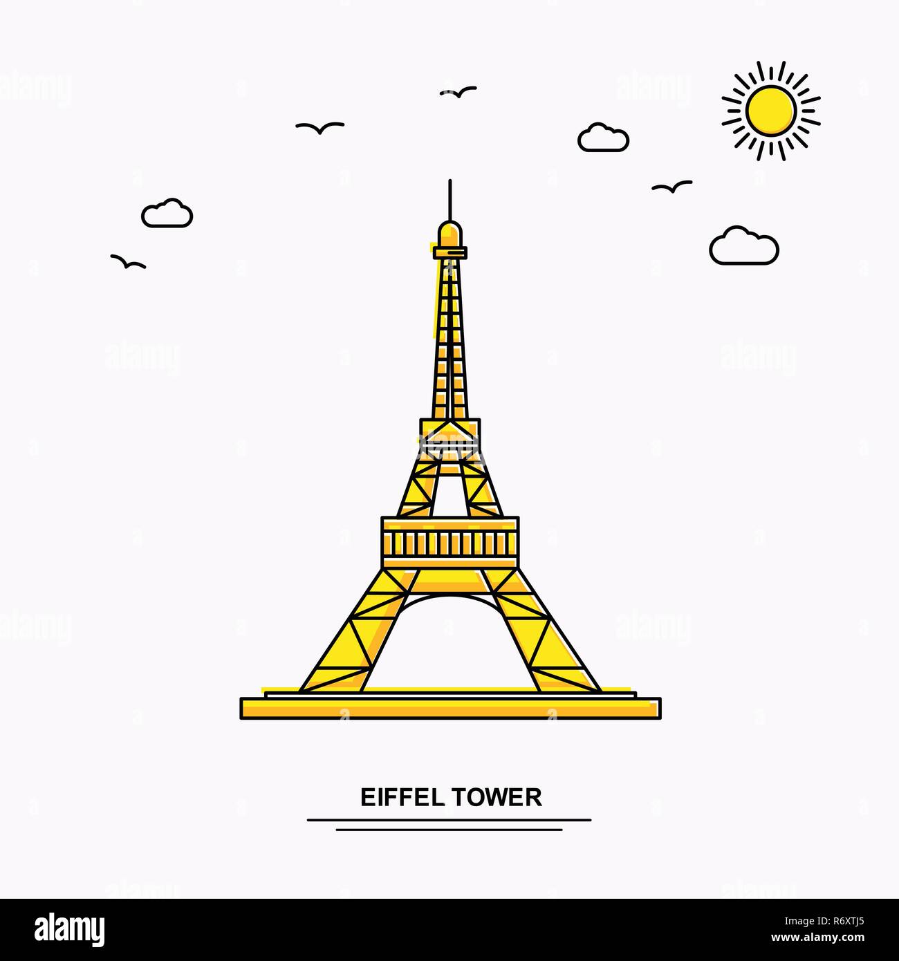 EIFFEL TOWER Monument Poster Template. World Travel Yellow illustration EIFFEL TOWER Monument Poster Template. World Travel Yellow illustration