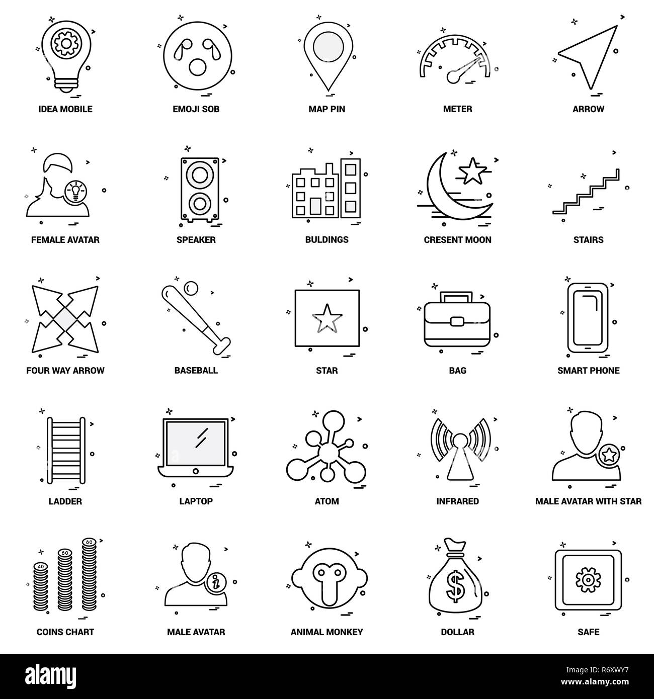 25 Business Concept Mix Line Icon set Stock Vector