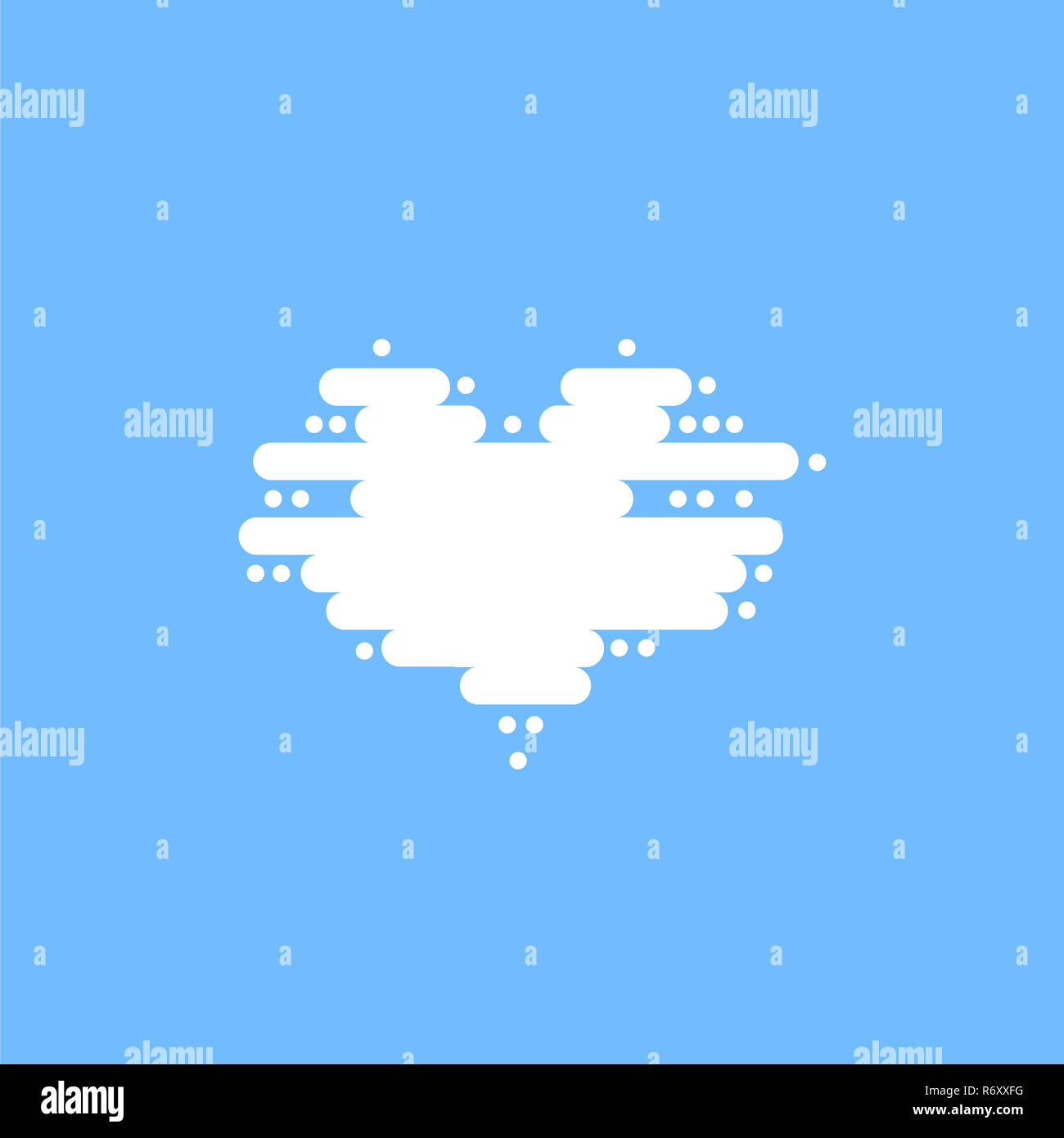 Blue sky with white clouds in the shape of a heart. Vector illustration ...