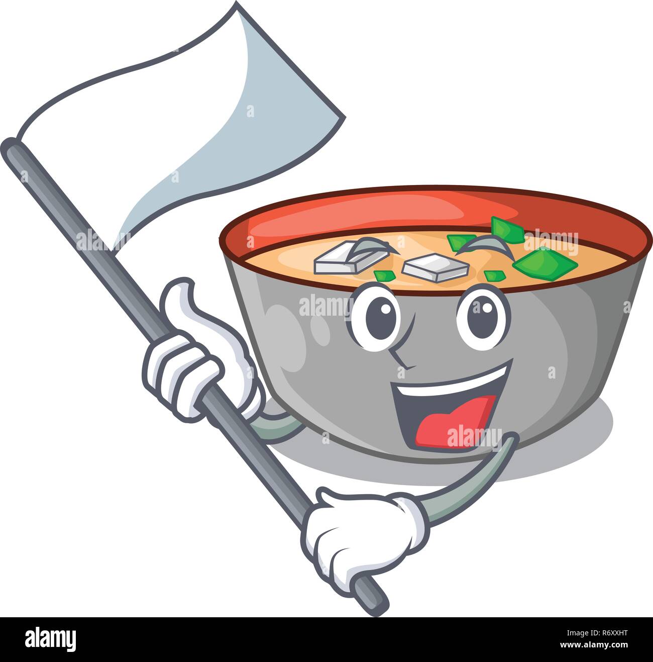 With flag delicious meal of miso soup cartoon Stock Vector Image & Art