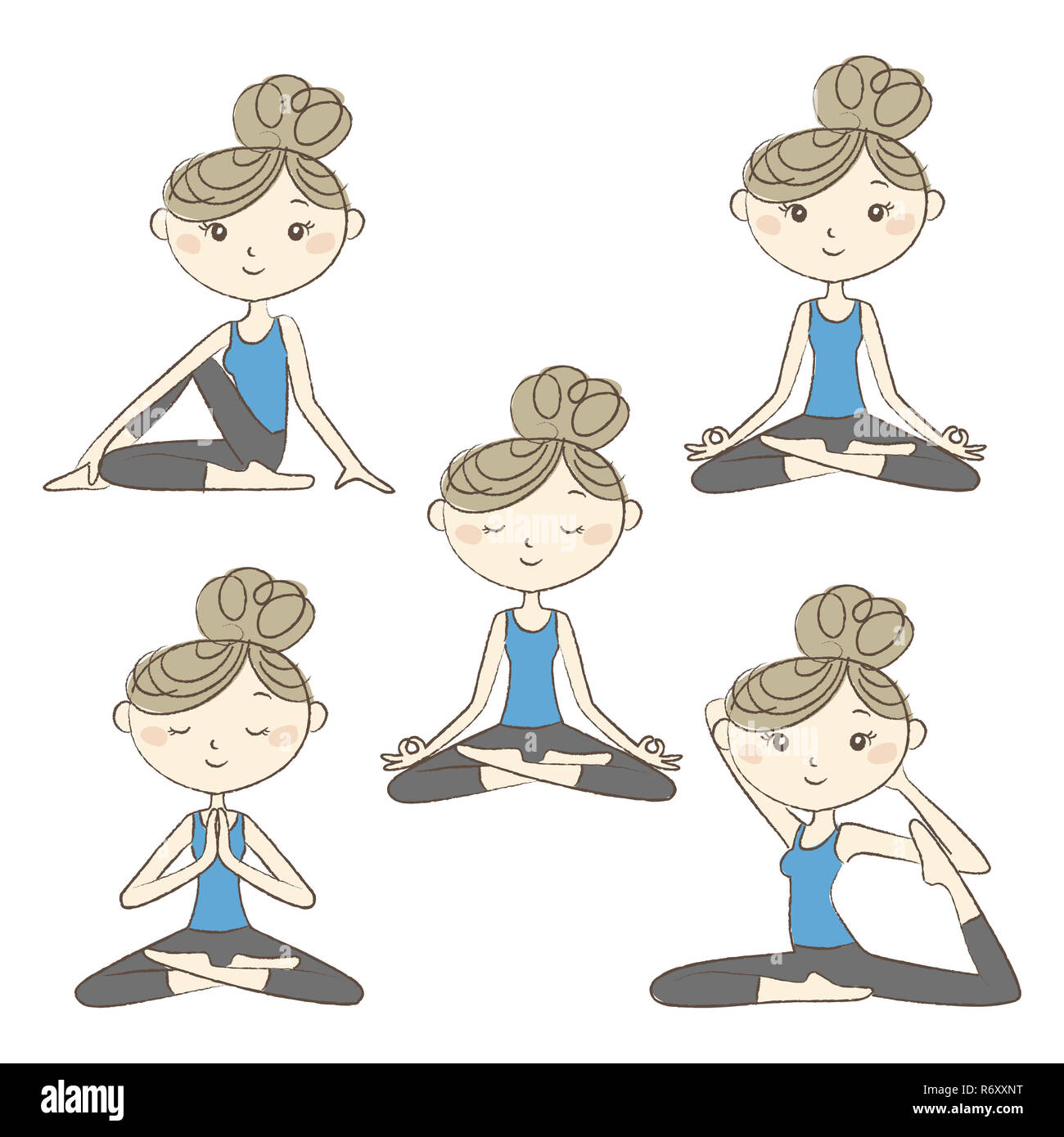 Set of yoga poses isolated on white background Stock Photo - Alamy
