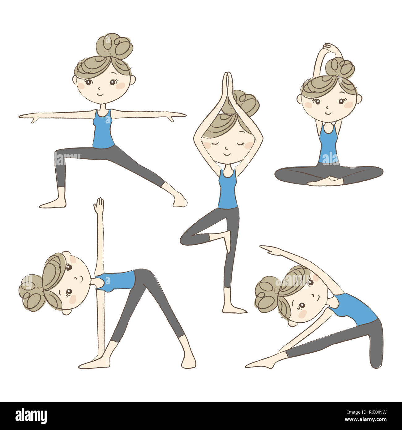 Set of yoga poses isolated on white background Stock Photo - Alamy