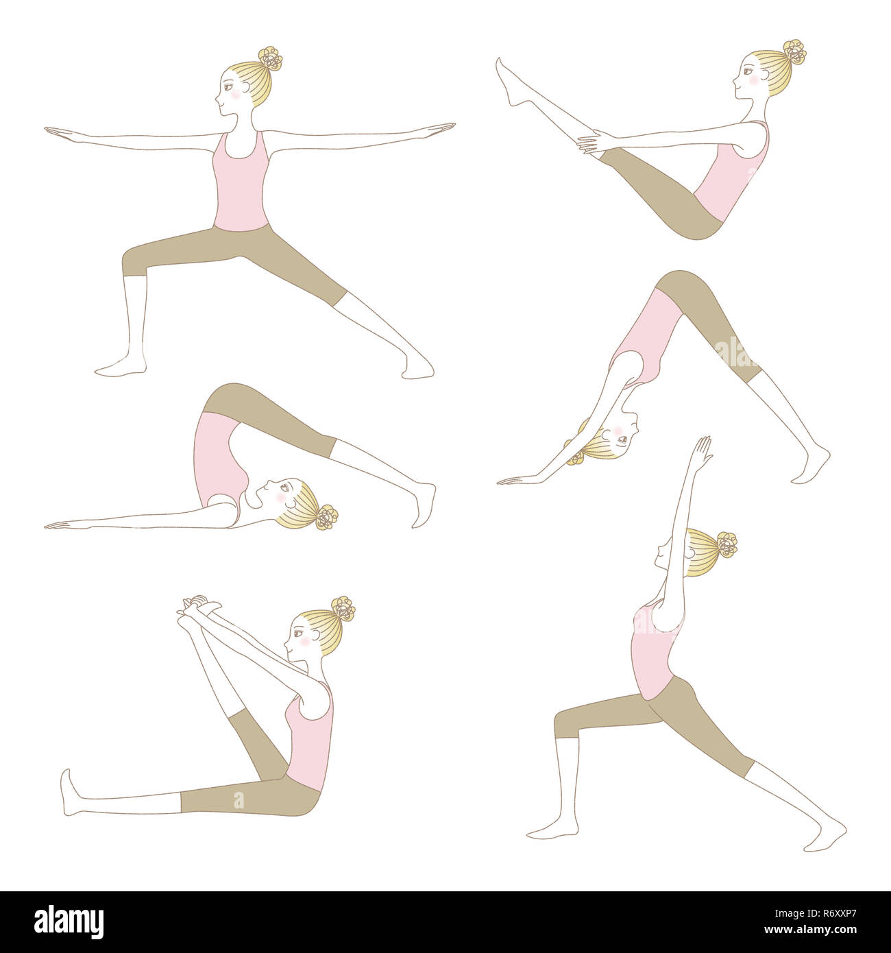 Set of yoga poses isolated on white background Stock Photo - Alamy