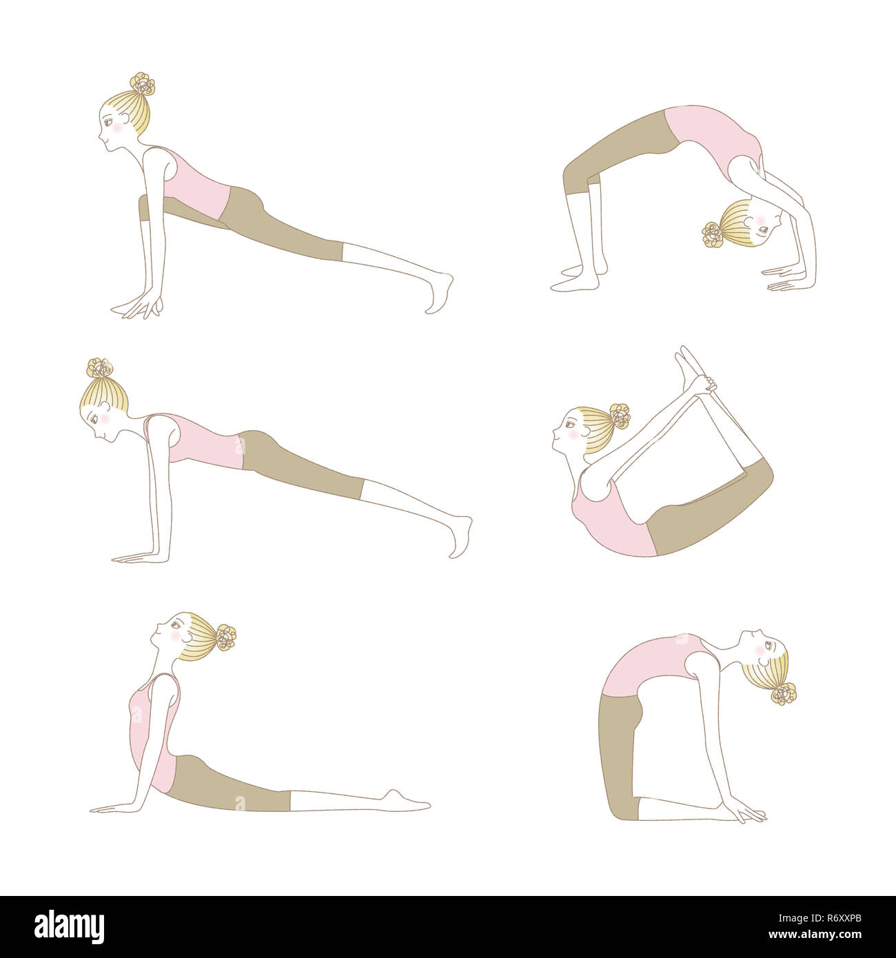 Set of yoga poses isolated on white background Stock Photo - Alamy