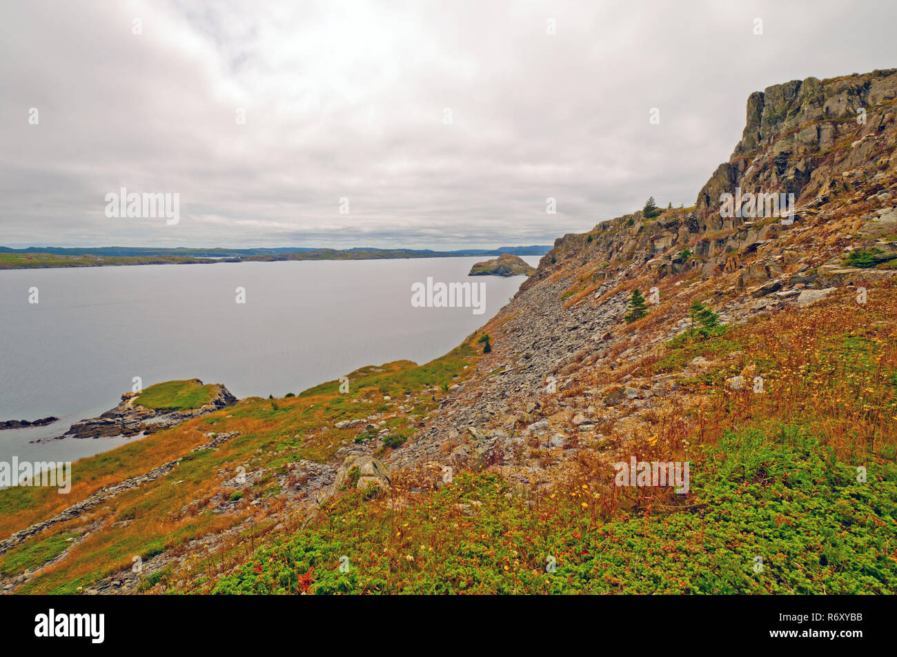Cliffs on the Mad Rocks Trail near Bay Roberts in Newfoundland Stock Photo