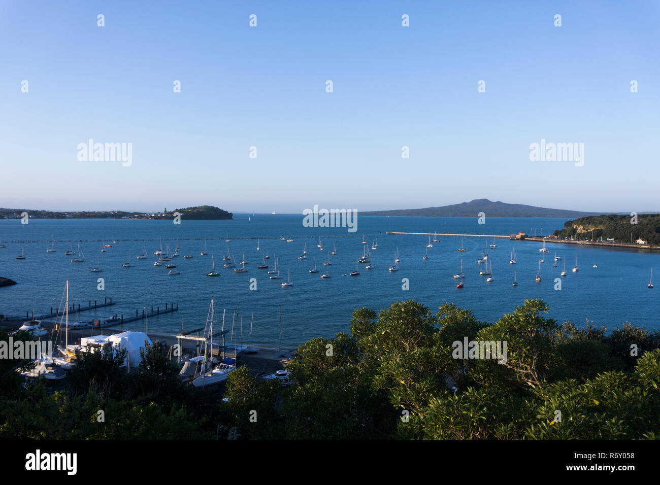 Auckland, New Zealand. View of Auckland Harbour from Paritai Drive Stock Photo