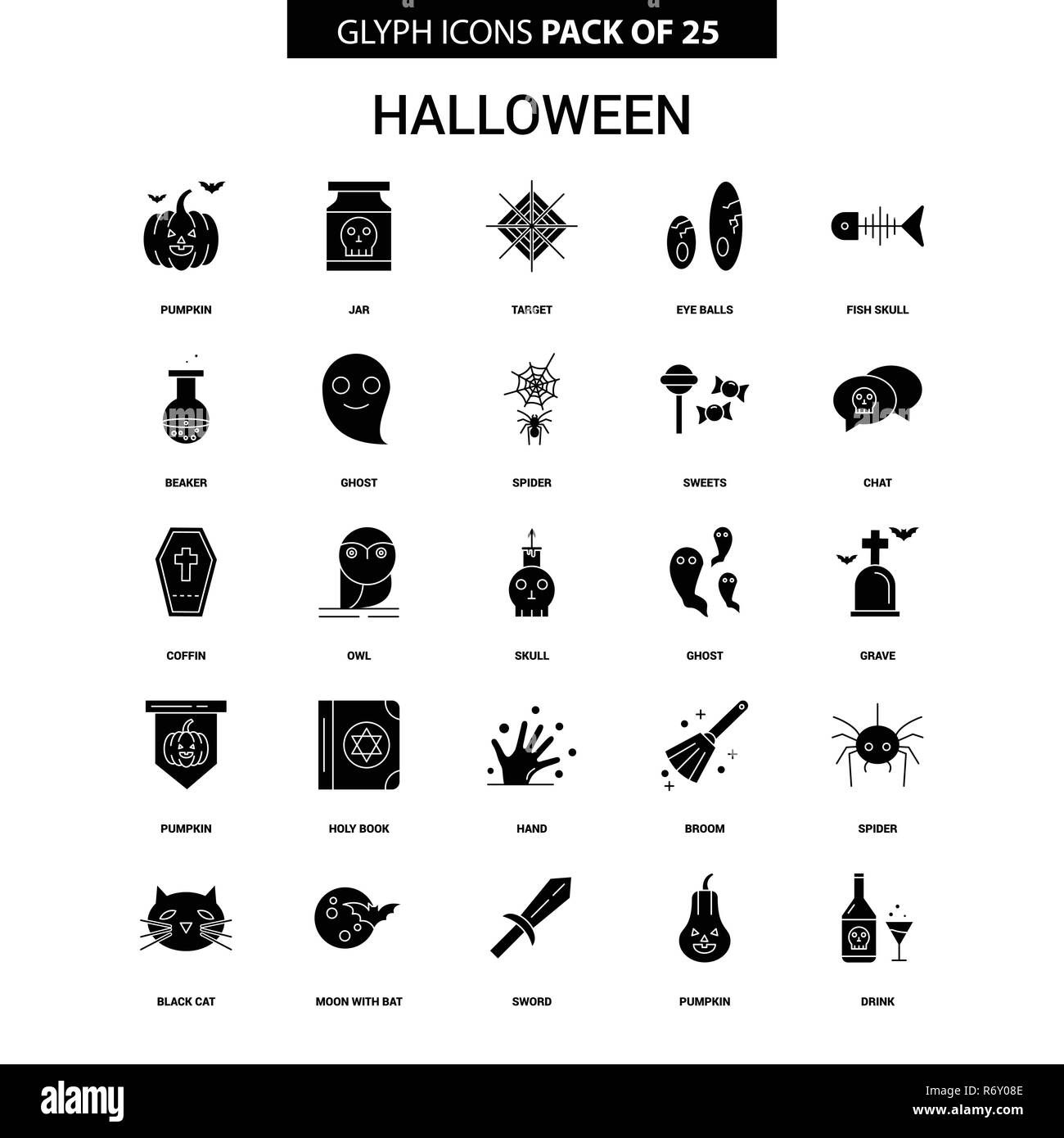 Halloween Glyph Vector Icon set Stock Vector Image & Art - Alamy