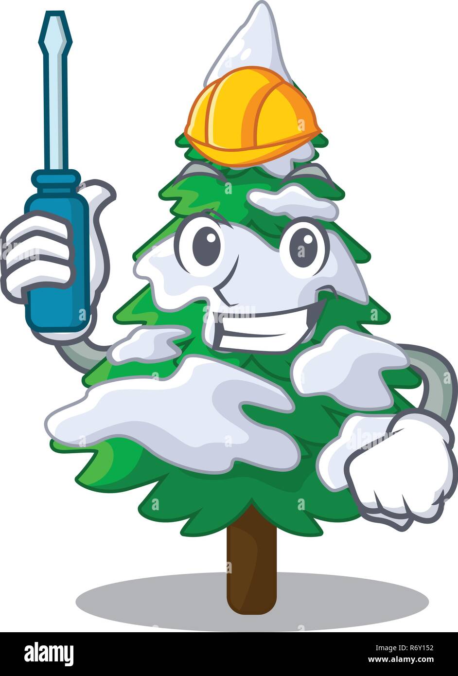 Automotive fir with snow christmas tree cartoon Stock Vector Image