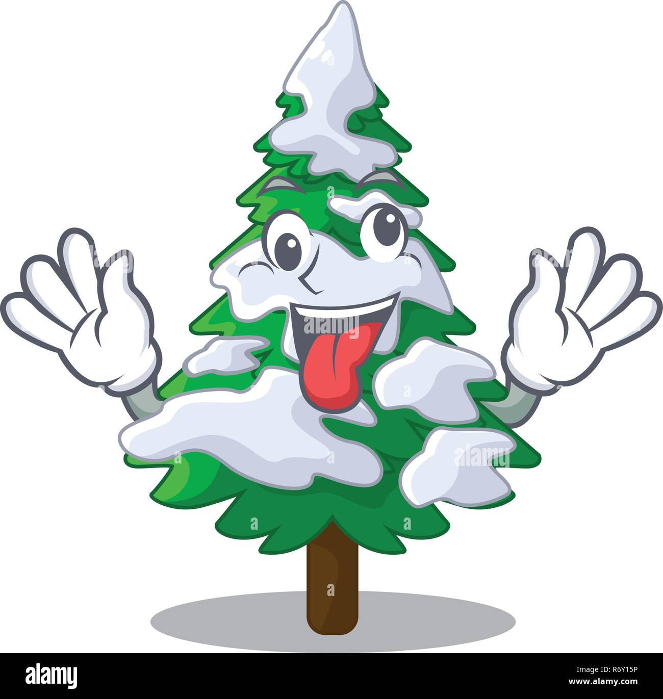 Crazy fir with snow christmas tree cartoon Stock Vector Image & Art Alamy