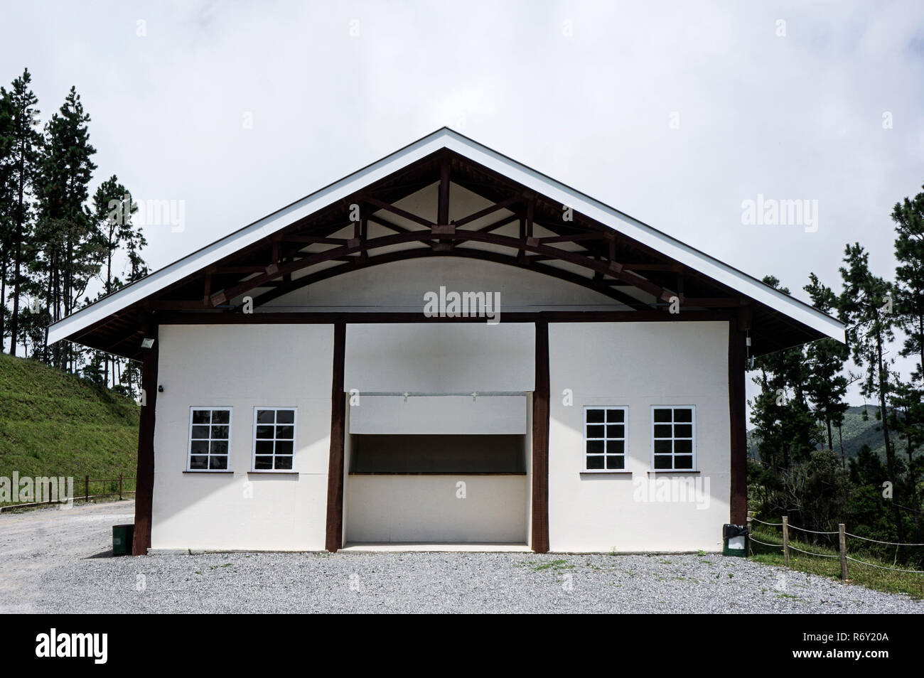 colonial swiss german architecture building day city campos do jordao Brazil mountain house Stock Photo