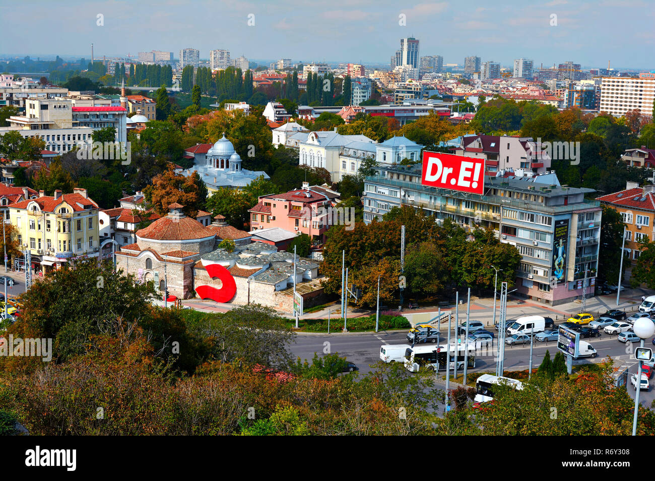 View of the old town of Plovdiv from Nebet tepe Stock Photo