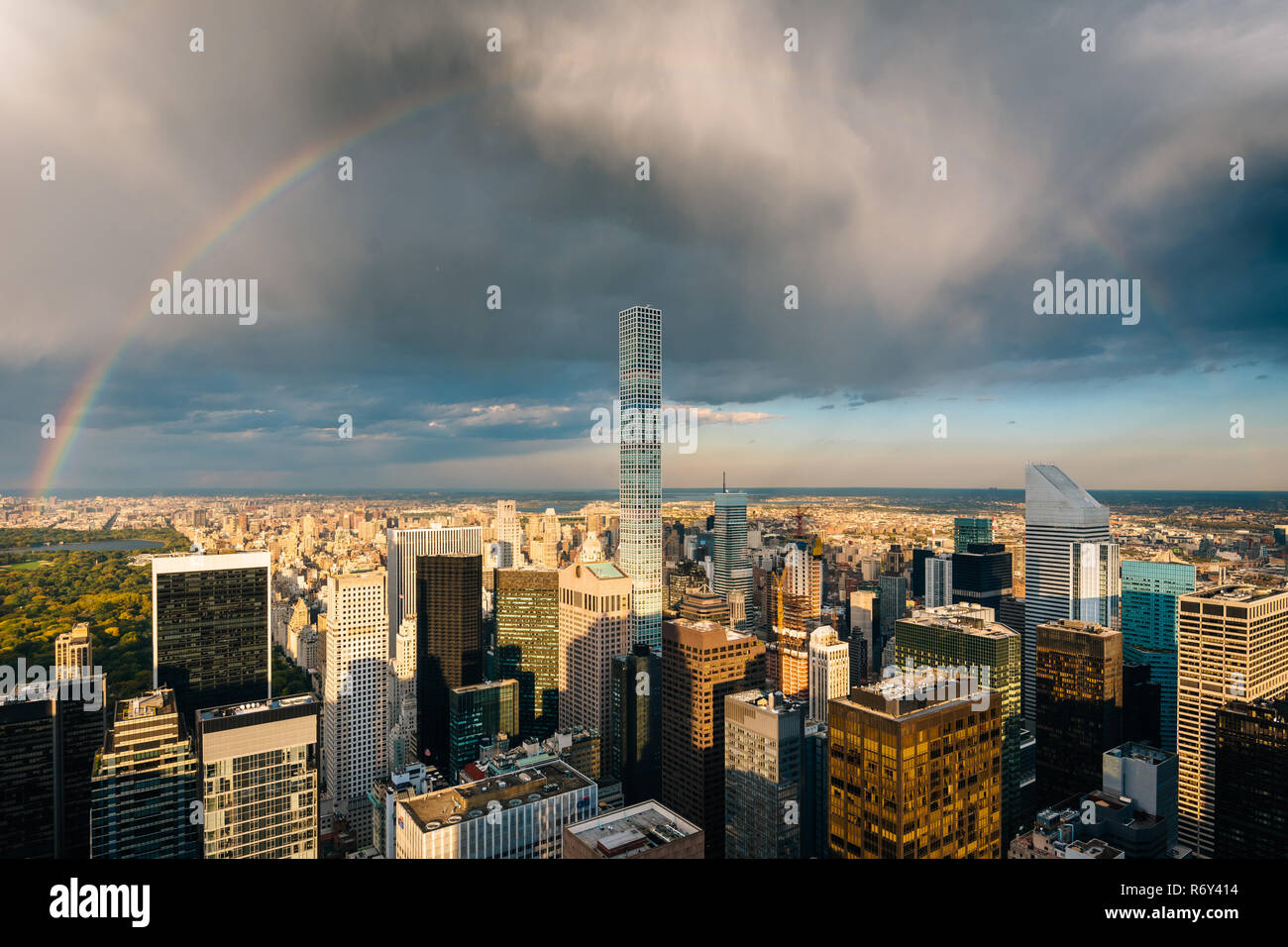 A rainbow over Midtown Manhattan, New York City Stock Photo - Alamy