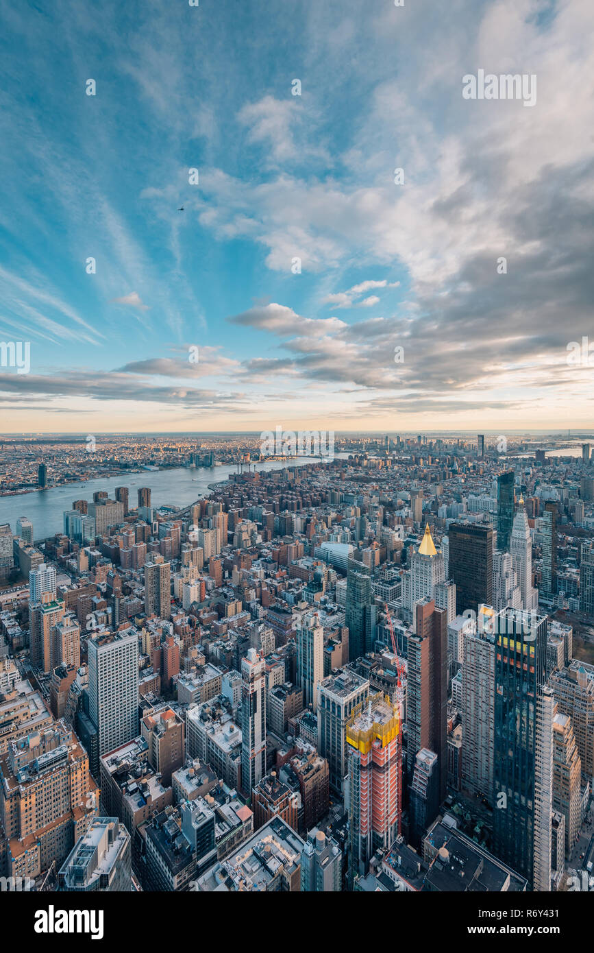 View of buildings in Midtown Manhattan and the East River in New York ...