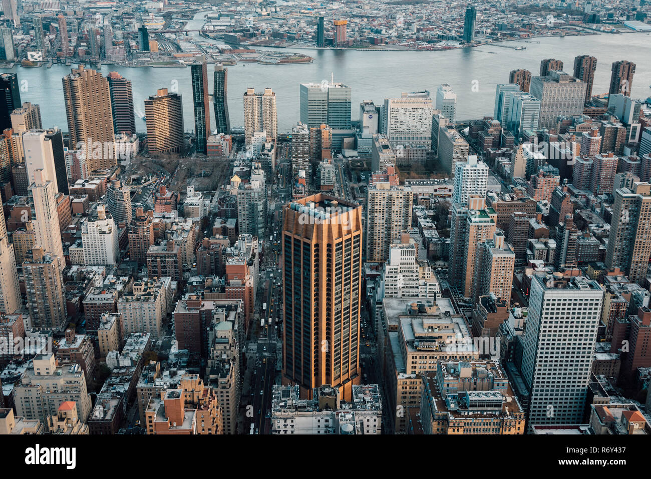 View of buildings in Midtown Manhattan and the East River, in New York ...