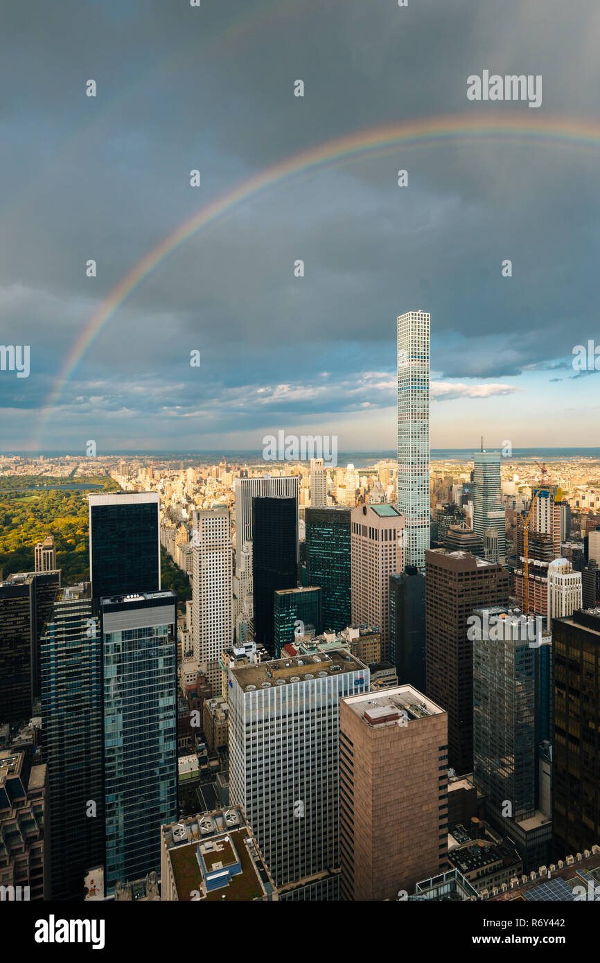 A rainbow over Midtown Manhattan, New York City Stock Photo - Alamy