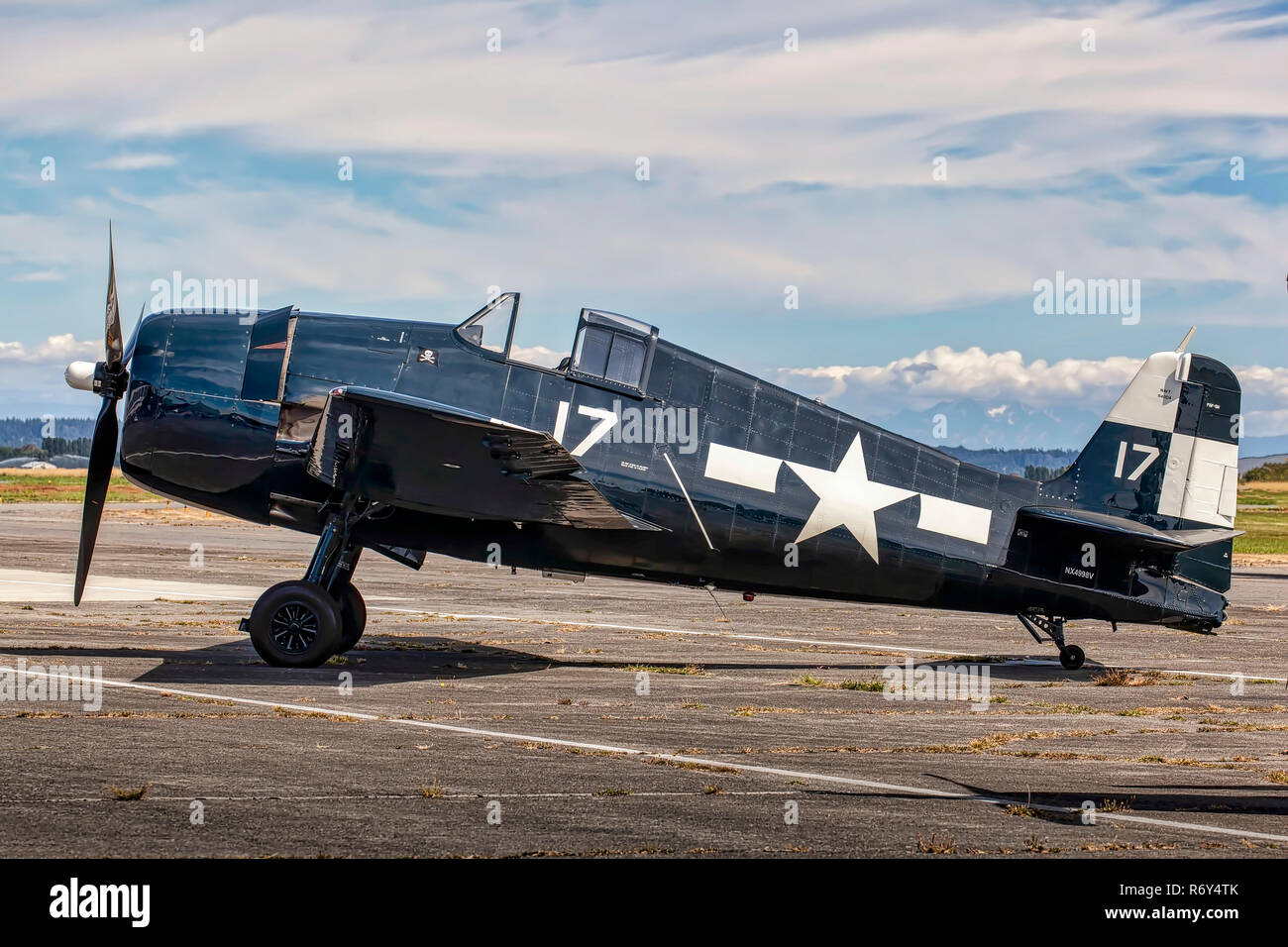 Grumman F6F Hellcat at airfield Stock Photo