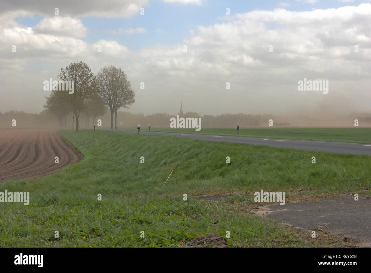 fine dust in agriculture in germany soil erosion Stock Photo