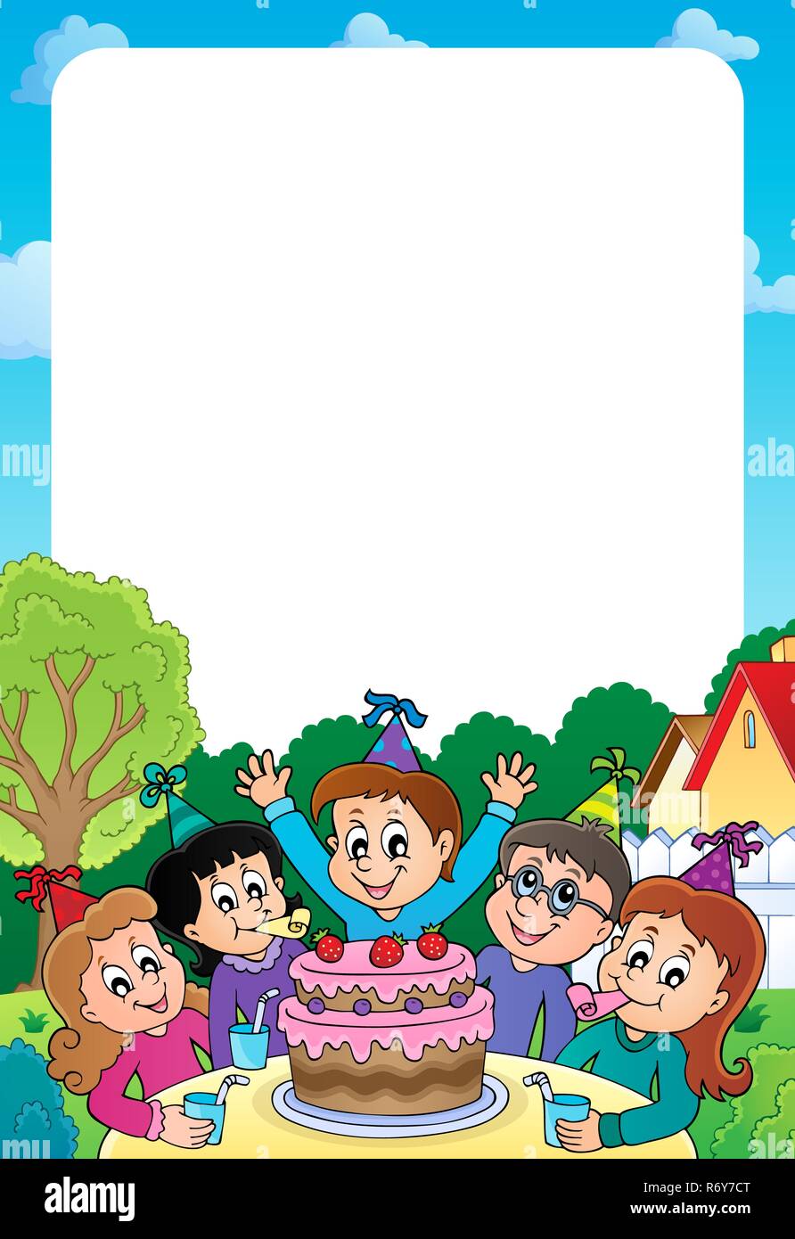 Kids party topic frame 2 Stock Photo - Alamy