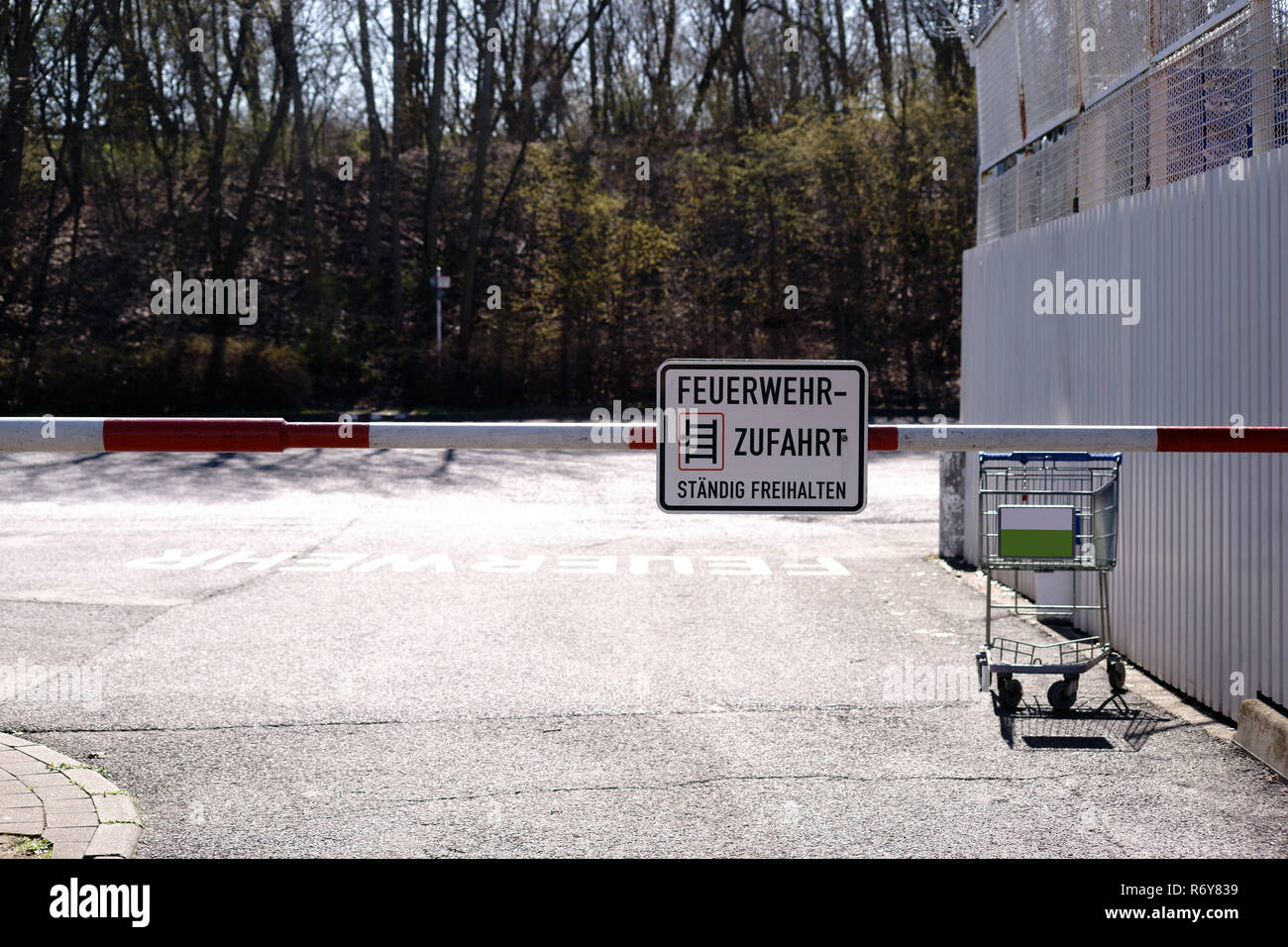 fire station access shopping center Stock Photo