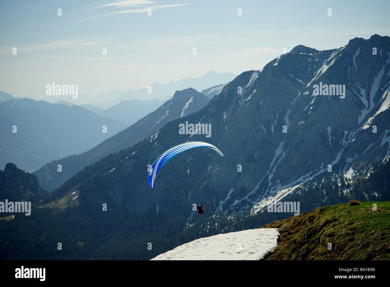 Tandem Paragliding From Breitenberg Stock Photo Alamy