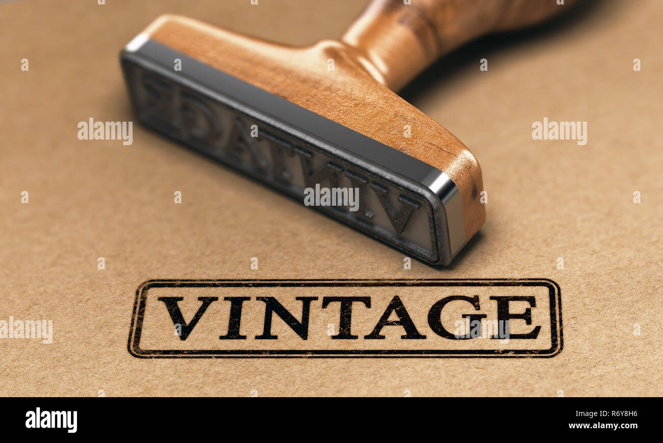 Vintage Collection or Style. Rubber Stamp Stock Photo