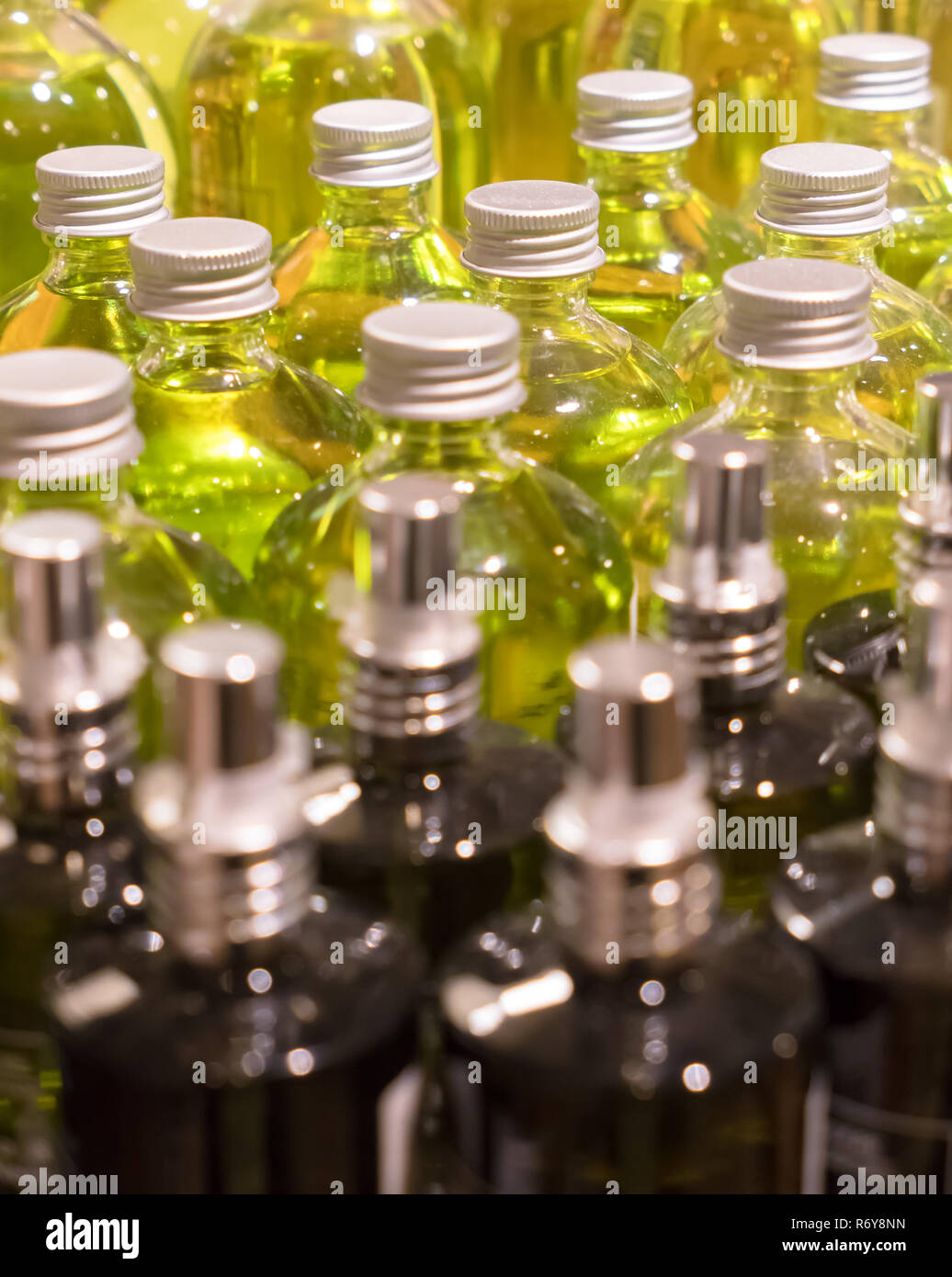 Closeup of essence bottles Stock Photo