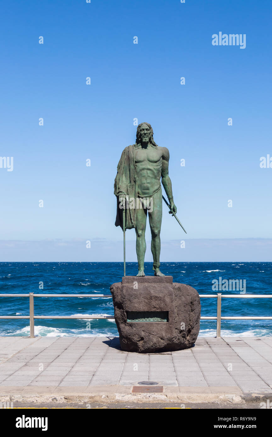 Candelaria,Spain,Europe-29/04/2018.Statue of an ancient Canary Islands native guanche Stock Photo