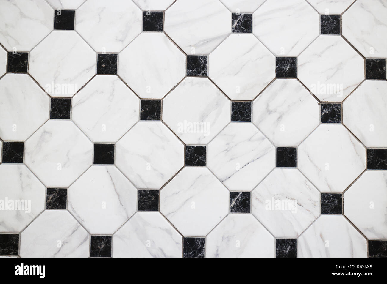 Black and white checkered marble floor Stock Photo - Alamy