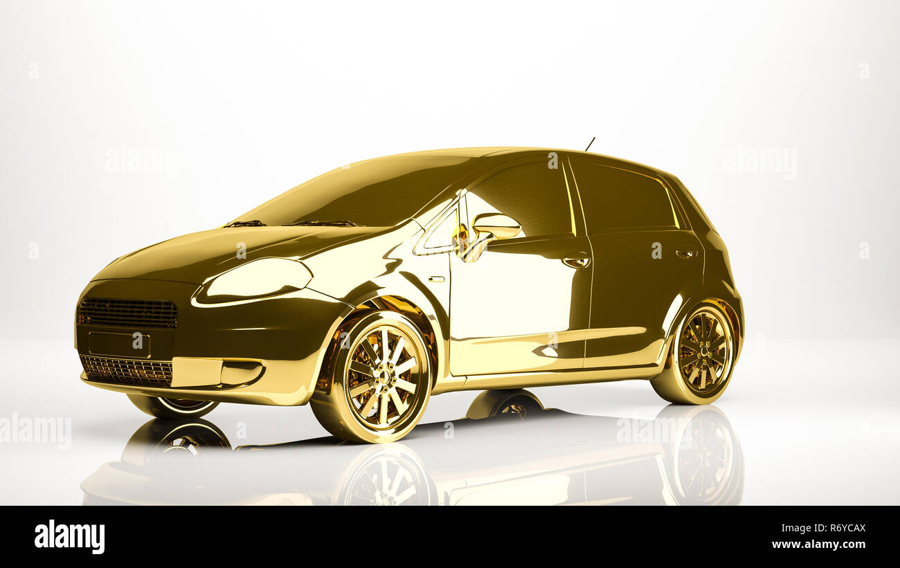 Golden 3d rendering car inside hi-res stock photography and images - Alamy