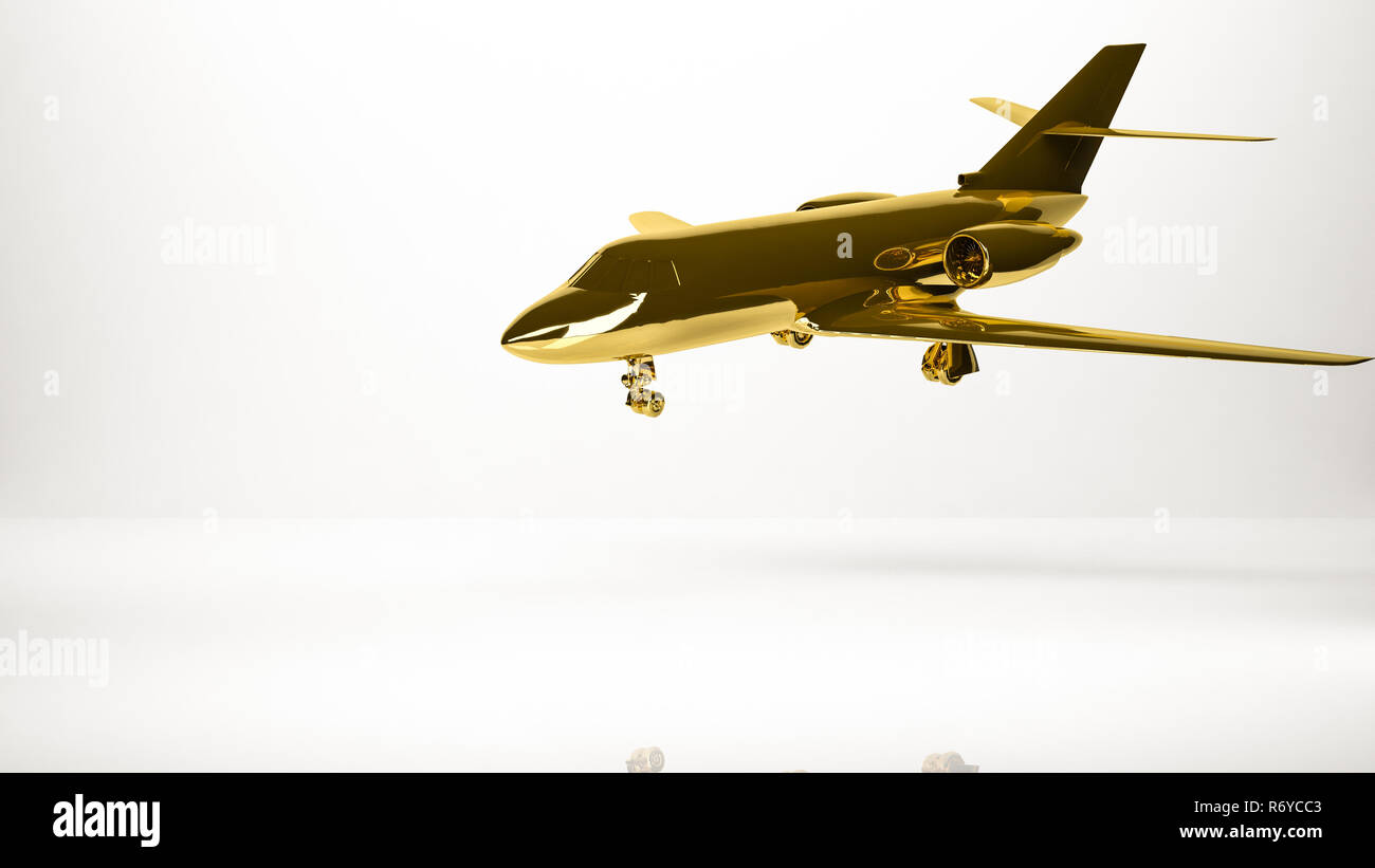golden 3d rendering of a airplane inside a studio Stock Photo - Alamy