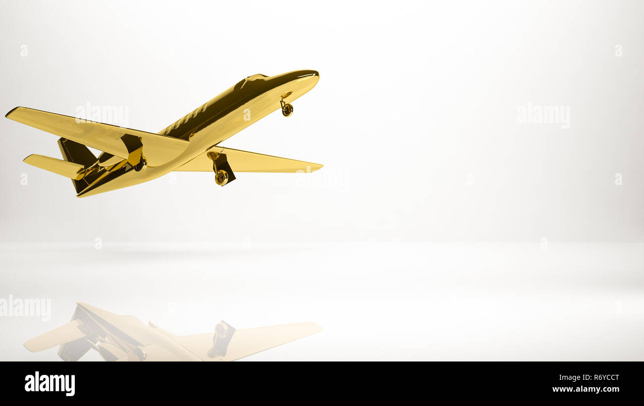 golden 3d rendering of a airplane inside a studio Stock Photo - Alamy