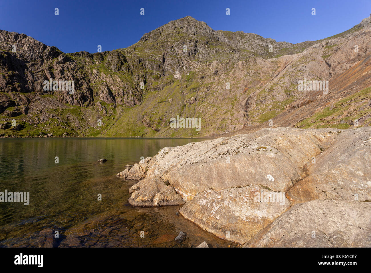 Llyn Llydaw and Snowdon mountain, Snowdonia, North Wales Stock Photo