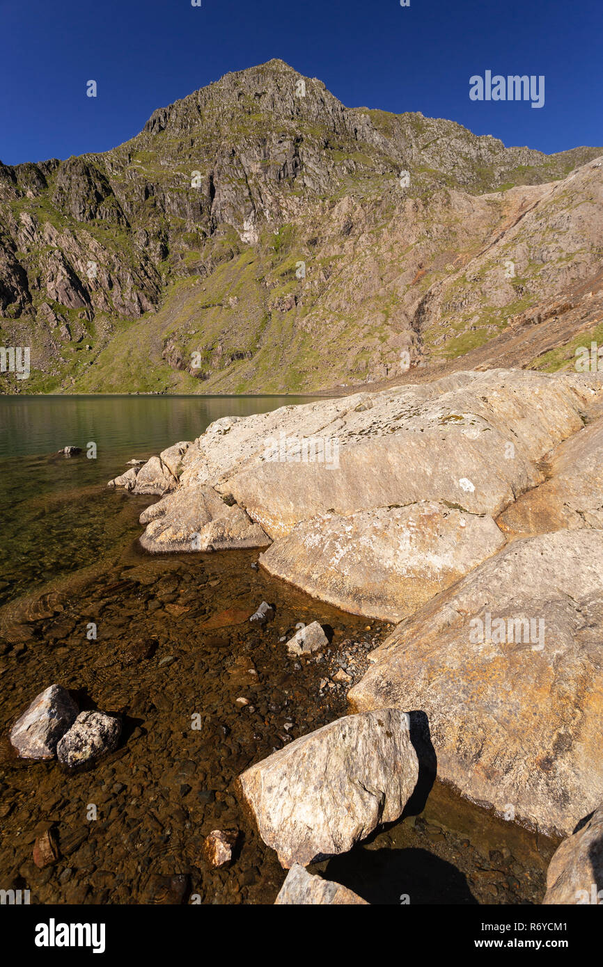 Llyn Llydaw and Snowdon mountain, Snowdonia, North Wales Stock Photo